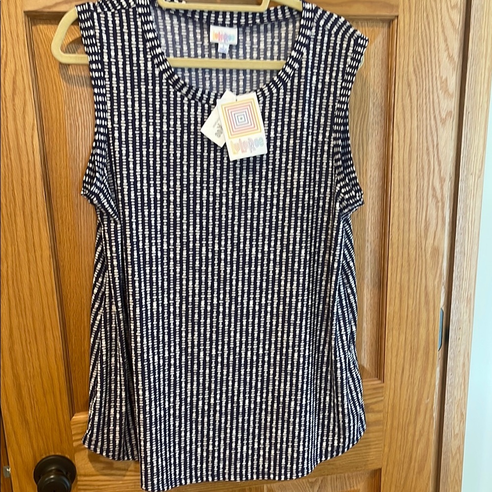 Women's Navy and White Striped Top- LuLaRue NWT